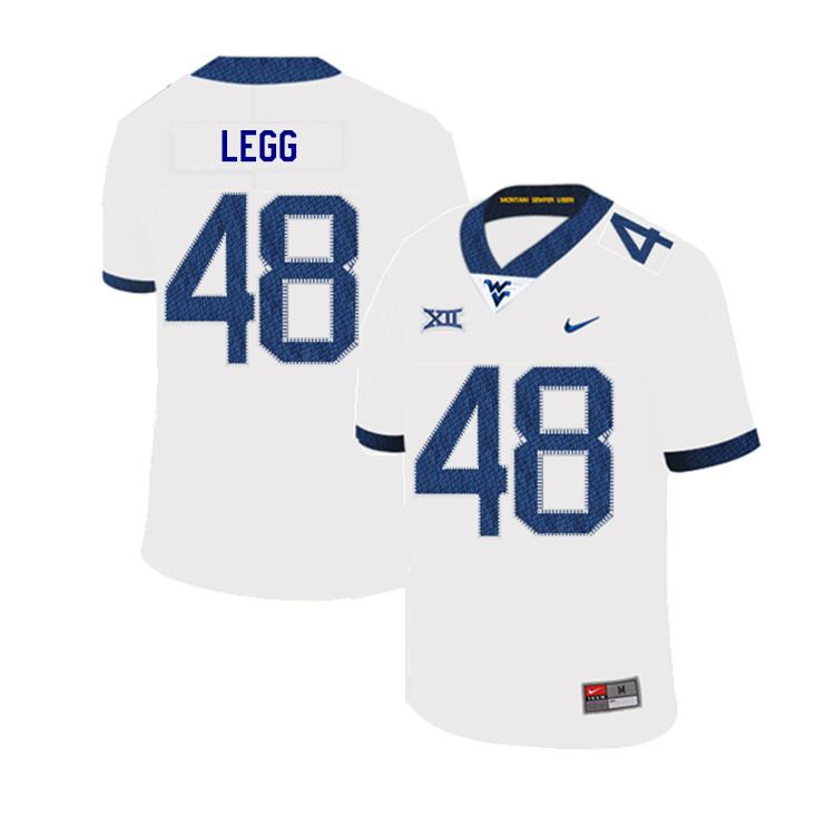 2019 Men #48 Casey Legg West Virginia Mountaineers College Football Jerseys Sale-White - Click Image to Close